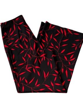 Diane Von Furstenberg Leaf Print Wide Leg High Rise Palazzo Pants Size 10